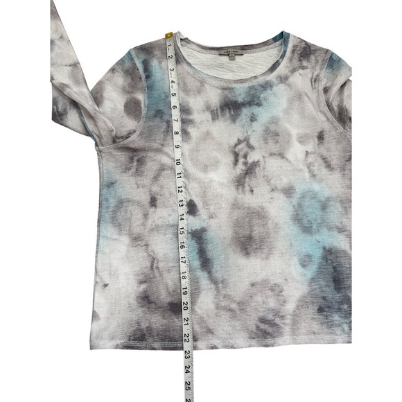 Lisa Todd Long Sleeve Soft Top Blue Gray White Cotton Womens Size S - Picture 6 of 8